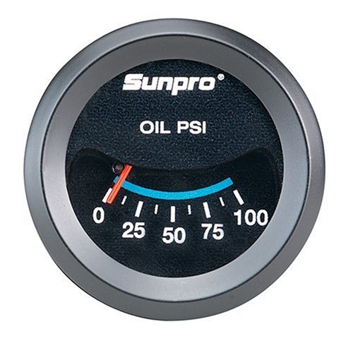Sunpro CP7982 CustomLine Mechanical Oil Pressure Gauge - Black Dial