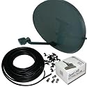 60cm Zone 2 black mesh Satellite dish, Quad LNB 25m twin wf65 cable Install kit for Sky+ Sky HD, Freesat HD Humax Foxsat HD PVR HD-R self install your own satellite dish 60 CM large for northern scotland and Europe