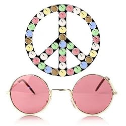 Love Around the World Lennon Style Fashion Sunglasses 1.75" x 1.75" Lens