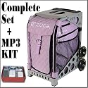 Zuca Sport Mobile Wheeled Luggage Complete Set - Quilted Lilacs With Grey Frame Plus Bonus Travel Groove Universal Ipod & MP3 Accessory Outfit - Zuca AZUCSIBLK1