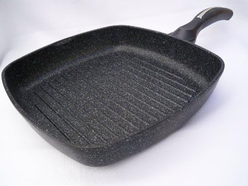 Marble Coated Non Stick Aluminium Grilling Skillet with Ribbed Bottom 28 cm by KW Marble Ware