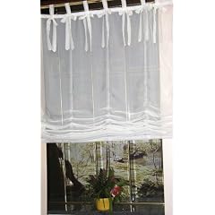 Raffrollo natur 175 x 140, mit Zierschleifen, Gardine Voile uni