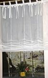 Raffrollo natur 175 x 120, mit Zierschleifen, Gardine Voile uni
