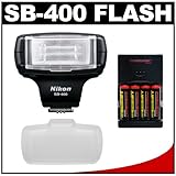 Nikon SB-400 Speedlight Flash, Precision Design Flash Diffuser, 4 Batteries, Charger for D40, D60, D3000, D3100, D5000, D5100, D7000, D300s,D3s Digital SLR Cameras