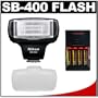Nikon SB-400 Speedlight Flash + Precision Design Flash Diffuser + 4 Batteries & Charger for D40, D60, D3000, D3100, D5000, D5100, D7000, D300s, D3 & D3s Digital SLR Cameras
