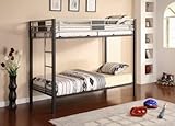 Silver Screen Twin over Twin Bunk Bed (Silver & Black) (78.38"D x 66.63"H x ....