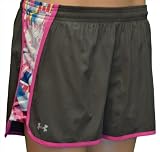 Under Armour Women's UA Quickstep Running Shorts-Dark Gray/Pink/White