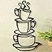 Coffee House Cup Java Silhouette Wall Art Sticker, Metal Black Finish