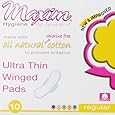 Maxim Ultra Thin, Winged, Chlorinie Free, Hypoallergenic Pads, Daytime, 10 Count Box