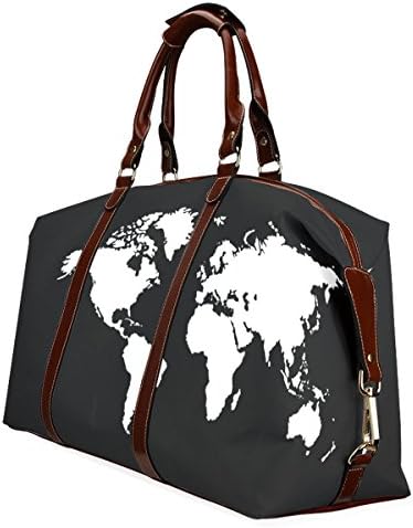 GRRL Vintage Retro World Map Waterproof Fabric Travel Duffel Bag Luggage Tote