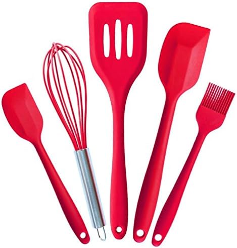 dalove Premium Silicone Baking Set, Silicone Kitchen Tools, Kitchen Cooking Utensil in Hygienic Solid Coating - Whisk, Brush, Spatulas - Heat Resistant Cooking Utensils, Set of 5