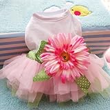 PanDaDa Dog Daisy Gauze Tutu Dress Skirt Pet Dog Cat Princess Clothes Bowknot Dress S