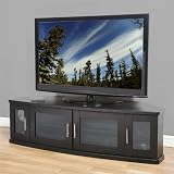 Plateau Newport Series Corner Wood TV Cabinet with Glass Doors for 42-62 inch Screens (Black or Walnut) NEWPORT-62