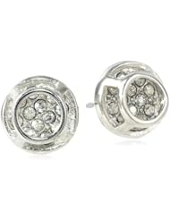 Sam Edelman Open Cage Round Pave Brushed Rhodium Colored Stud Earrings