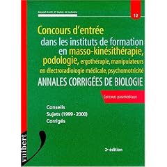 Concours entr�e dans ecoles de masso-kinesitherapie biologie annal cor2ed n.12