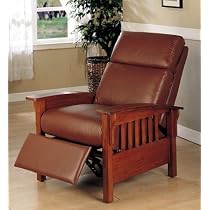 Santa Fe Mission Brown 100% Italian Leather Sofa Club Chair Recliner