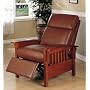 Santa Fe Mission Brown 100% Italian Leather Sofa Club Chair Recliner