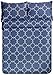 Amazon Brand – Pinzon 300-Thread-Count Lattice Duvet Cover Set - Full/Queen, Bijou Blue