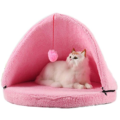 BETOP Cute Pink Pet Bed for Cat and Small Size Dog with Small Punch Ball Washable
