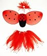 Girls Ladybug Wings Costume Set with Tutu, Wings, Antennas, Hair Tie And
