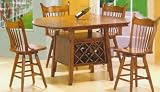 Oak Round Dropleaf Pub Table And Wine Rack