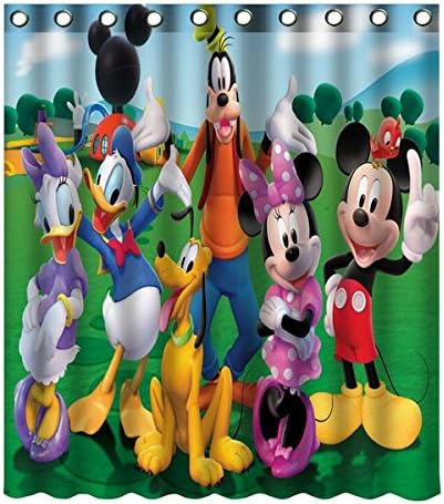 Auklim8 72x72 inches Waterproof and Mildewproof Polyester Fabric Curtains Bathroom Accessories Ideas mickey-mouse-club-house