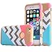 iPhone 6 Case,UUlike[2in1] Heavy Duty Hybrid Hard Case for Apple iPhone 6 6S 6G 6th (4.7inch) Generation-Powder Blue Mint Teal and Coral Pink Split Chevron Design Cover (Gold Silicone Shell)