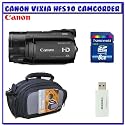 Canon VIXIA HFS10 HD Dual Flash Memory High Definition Camcorder w/ 32GB Internal Memory - [3568B001AA] + Transcend 8GB SDHC w/ Card Reader + ICon Series Pro Series Camcorder Case