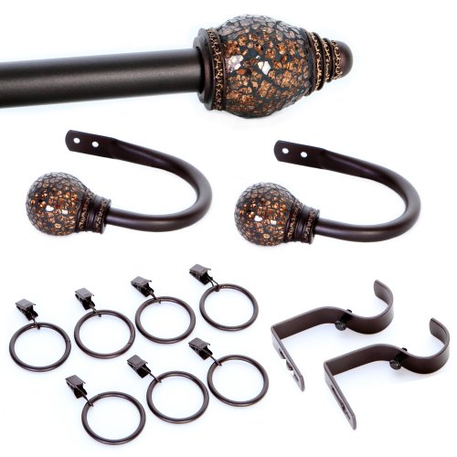 Elegant Home Fashions 12-Piece Eileen Window Hardware Set, Amber