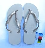 Havaianas Flip Flops Slippers * Top -- Metallic Grey/ Light Gold * 09 Collection !!