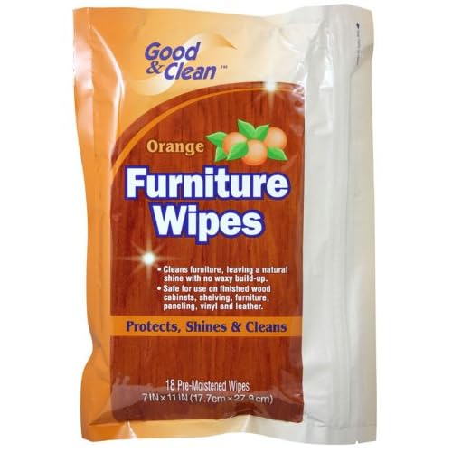 Good & Clean Furniture Wipes, Orange Scented, 18Count