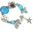 Murano Glass Blue Bracelet Charm Metal Bead Heart Pearl Crystal By Bucasi