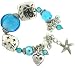 Murano Glass Blue Bracelet Charm Metal Bead Heart Pearl Crystal By Bucasi