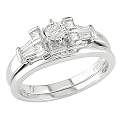 14K White Gold 1/2 Carat Square and Round-Cut Diamond Bridal Ring Set