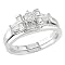 14K White Gold 1/2 Carat Square and Round-Cut Diamond Bridal Ring Set