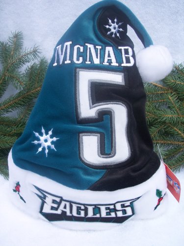 Philadelphia Eagles Mcnabb #5 plush holly NFL Swoop Team logo Santa Hat
