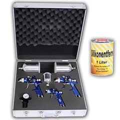 Lackierpistolenset 0,8mm + 1,3mm + 1,7mm mit Alukoffer + 1 Liter Silikonentferner