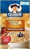 Quaker Instant Oatmeal, High Fiber, Maple Brown Sugar, 12.6-Ounce (Pack of 4)