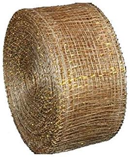 Jones International Natural and Gold Sinamay Ribbon (2" Wide)