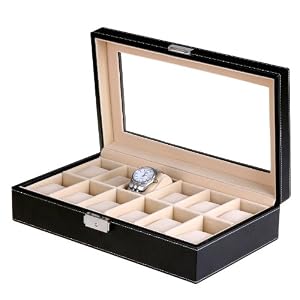 Présentoir/coffret/boîte à montre 12 montres Noir JWB003