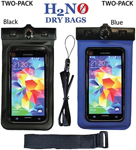 ** PRE LABOR DAY SALE ** TWO-PACK - 1 BLACK & 1 BLUE H2NO® DRY BAG ** 70% OFF ** Waterproof Case for Apple Iphone, Iphone 4s, Iphone 5, Samsung Galaxy and Similar Sized Mobile Devices. IPX8 Certified to 100ft Deep, TOP Rated PVC Soft Carrying Case for Iphone & Similar Mobile Devices. IPX8 Certified PVC Soft Case + Thermometer + Lanyard + Armband. Made of Strong PVC Material. And No Need for a Stylus Pen for This Case - You Can Text, Take Pictures and Everything Using Your Finger! Color = 1 Blue & 1 Black.