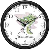 Chinese Dragon or Dinosaur Animal Wall Clock by WatchBuddy Timepieces (Slate Blue Frame)