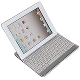 Bluetooth wireless keyboard hard plastic stand cover case for iPad 2 (white keys)