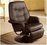 BEAUTIFUL LEATHERETTE CUSHION SWIVEL RECLINER IN BLACK