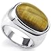 KONOV Mens Stainless Steel Ring, Classic Tiger Eye Band, Silver