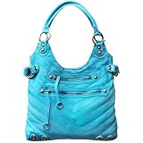 LINEA PELLE Dylan Patchwork Tote in Turquoise or White
