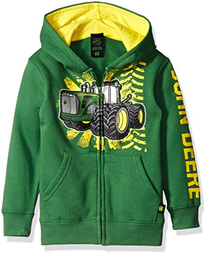 John Deere Little Boys Tractor Burst Fleece Zip Hoodie, Green, 5