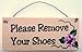 Please Remove Your Shoes Sign with flip flop decoration yellow and green