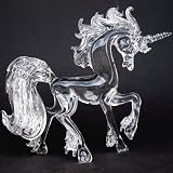 Hand Blown Glass Unicorn Prancing Crystal Figurine