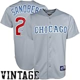MLB Ryne Sandberg Chicago Cubs Cooperstownn Adult Short Sleeve Synthetic Replica Jersey (Grey, X-Large)